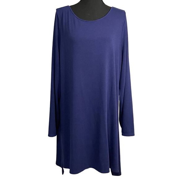 Lisa Rinna Collection Long Sleeve Tunic with side slits Sz XL Royal Blue, EUC - Picture 2 of 10